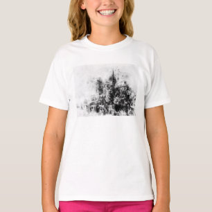 Schwarz-Weiß-Illustration Notre-Dame-Kathedrale T-Shirt