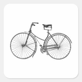 Schwarz-weiß-Illustrationsaufkleber für Fahrräder Quadratischer Aufkleber