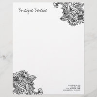Schwarz/Weiß Illustriert Bohemisch Paisley Henna