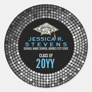 Schwarz-Weiß-Imitat Glitzer Abschluss Hat Runder Aufkleber