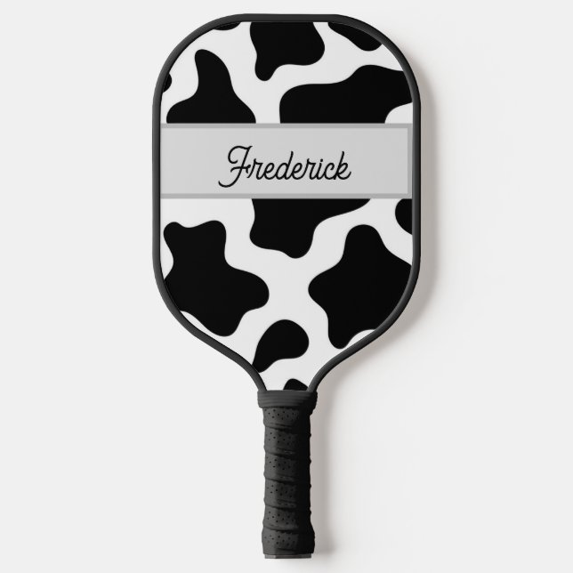 Schwarz-Weiß-Imitate - individuell anpassbarer Cow Pickleball Schläger (Vorderseite)