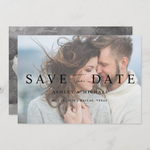 Schwarz-Weiß-Imitate Vellum Overlay Foto Hochzeit Save The Date