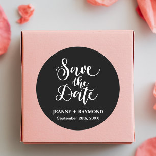 Schwarz-Weiß individualisierte Hochzeit "Save the Runder Aufkleber