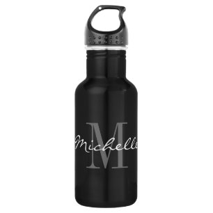 Schwarz-Weiß-individuelle Name-Monogramm Edelstahlflasche