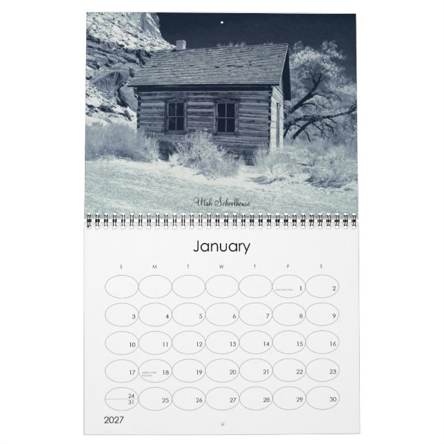 Schwarz, Weiß, Infrarot-Kalender Kalender (Jan 2027)