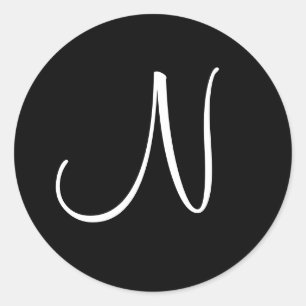 Schwarz-Weiß-Initial N - Maßgeschneidert Runder Aufkleber