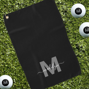Schwarz Weiß Initiale Name Monogramm Golfhandtuch