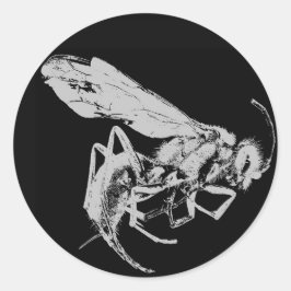 Schwarz-Weiß-Insekten im minimalistischen Stil Runder Aufkleber