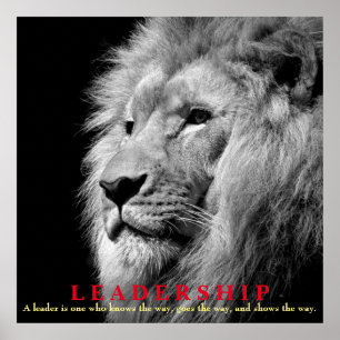 Schwarz-Weiß Inspiration Leadership Lion Square Poster