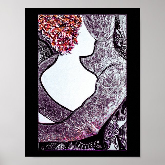 Schwarz-Weiß-Interrazial-Paar Umarmungen Kunstwerk Poster (Vorne)