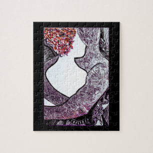 Schwarz-Weiß-Interrazial-Paar Umarmungen Kunstwerk Puzzle