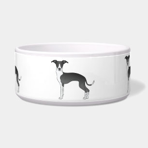 Schwarz-Weiß-Italienisches-Windhund-Cartoon-Hunde Napf