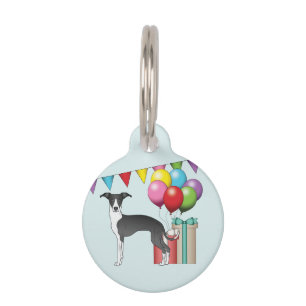 Schwarz-Weiß-Italienisches-Windhund-Farbenfroher G Haustiermarke
