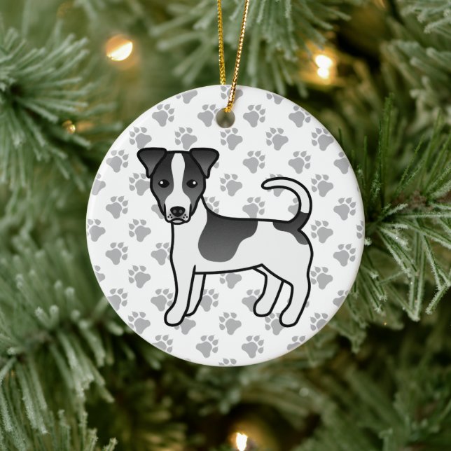 Schwarz-Weiß-Jack für glattes Coat Russell Terrier Keramik Ornament (Baum)