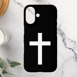 Schwarz-Weiß-Jesus-Christus-Kreuz iPhone 16 Hülle