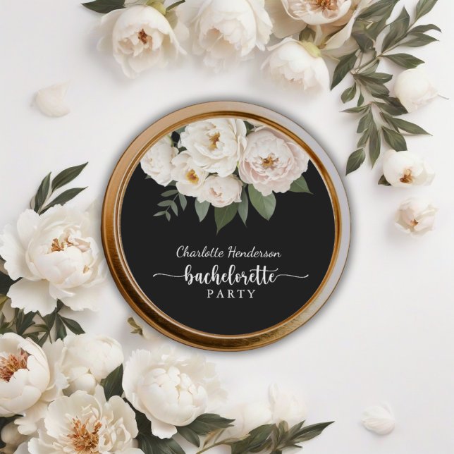 Schwarz-Weiß-Junggeselinnen-Abschied Runder Aufkleber (Von Creator hochgeladen)