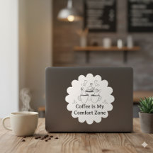 Schwarz-Weiß-Kaffee-Comfort-Zone-Aufkleber