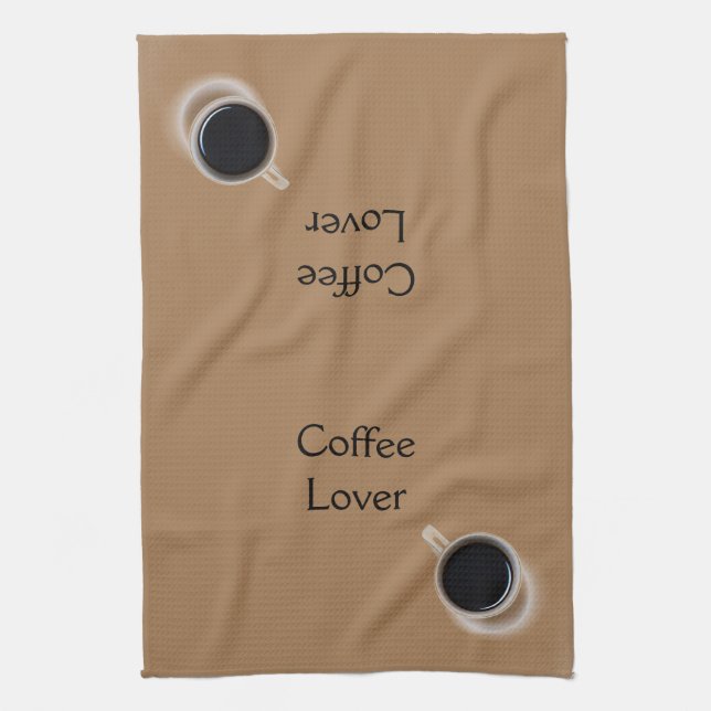 Schwarz-Weiß-Kaffeebecher-Muster Personalisiert Geschirrtuch (Vertikal)