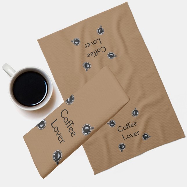 Schwarz-Weiß-Kaffeebecher-Muster Personalisiert Geschirrtuch (Von Creator hochgeladen)