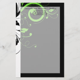 Schwarz/Weiß/Kalkgrün, fett, wirbelig Hochzeit Briefpapier