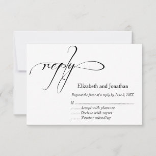 Schwarz-Weiß-Kalligrafie-Antwort-Karte RSVP Karte