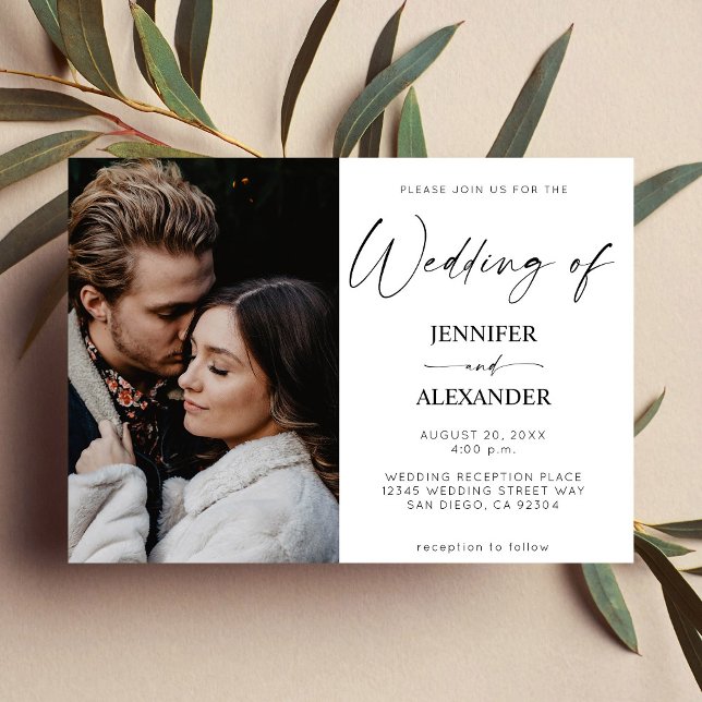 Schwarz-Weiß-Kalligrafie-Foto einfach Einladung (Von Creator hochgeladen)