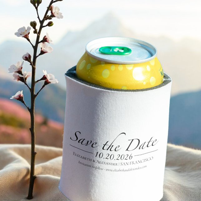Schwarz-Weiß-Kalligrafie-Foto Save the Date Dosenkühler (Von Creator hochgeladen)