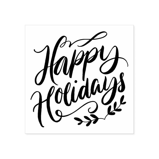 Schwarz-Weiß-Kalligrafie glückliche Ferien Gummistempel (Prägung)