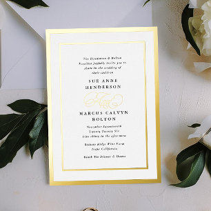 Schwarz-Weiß-Kalligrafie-Hochzeit Folieneinladung