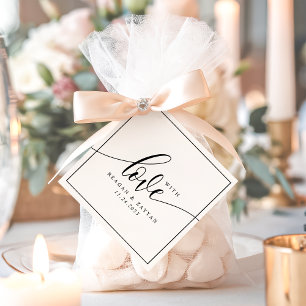 Schwarz-Weiß-Kalligrafie-Hochzeit mit Liebe Geschenkanhänger