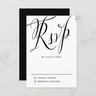 Schwarz-Weiß-Kalligrafie-Hochzeit RSVP Karte