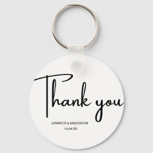 Schwarz-Weiß-Kalligrafie-Hochzeit Vielen Dank Schlüsselanhänger