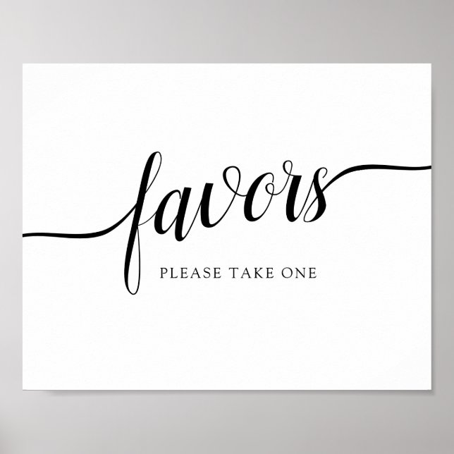 Schwarz-Weiß-Kalligrafie-Hochzeitssymbol "Favors" Poster (Vorne)