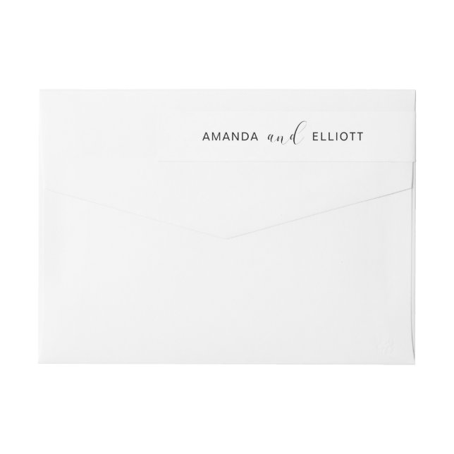 Schwarz-Weiß-Kalligrafie-Hochzeitstil-Rücksendeadr (Rückseite)