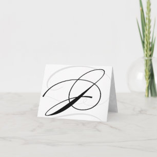 Schwarz-Weiß-Kalligrafie-Initiale J-Monogrammkarte Dankeskarte