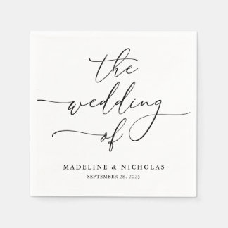 Schwarz-Weiß-Kalligrafie Moderne Hochzeit Serviette