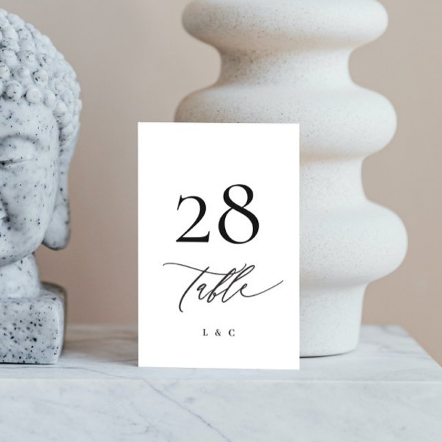 Schwarz-Weiß-Kalligrafie Moderne Hochzeit Tischnummer (Von Creator hochgeladen)