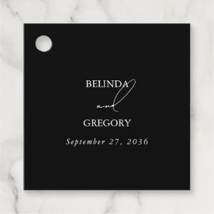 Schwarz-Weiß-Kalligrafie-Signatur-Skript-Hochzeit Geschenkanhänger