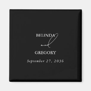 Schwarz-Weiß-Kalligrafie-Signatur-Skript-Hochzeit Magnet