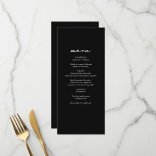Schwarz-Weiß-Kalligrafie-Signatur-Skript-Hochzeit Menükarte