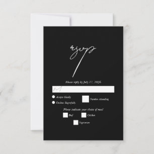 Schwarz-Weiß-Kalligrafie-Signatur-Skript-Hochzeit RSVP Karte