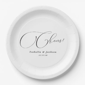 Schwarz-Weiß-Kalligraphie-Feierliche Chic-Hochzeit Pappteller