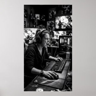 Schwarz-weiß-Kampfstation-Anleitungsposter Poster