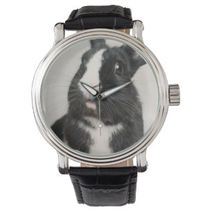 Schwarz-Weiß-Kaninchen Armbanduhr