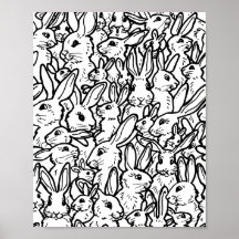 Schwarz-Weiß Kaninchen Bunny Drawing Modernes Must