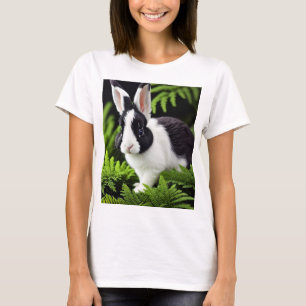 Schwarz-Weiß-Kaninchen-Hase, T-Shirt
