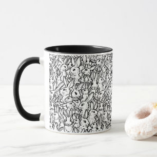 Schwarz-Weiß-Kaninchen-Zeichnungen Modernes, sonn Tasse