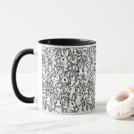 Schwarz-Weiß-Kaninchen-Zeichnungen Modernes, sonni Tasse