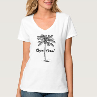 Schwarz-Weiß-Kapkoralle und Palme-Design T-Shirt
