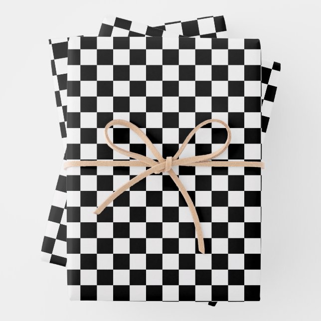 Schwarz-weiß kariert geschenkpapier set (Beispiel)
